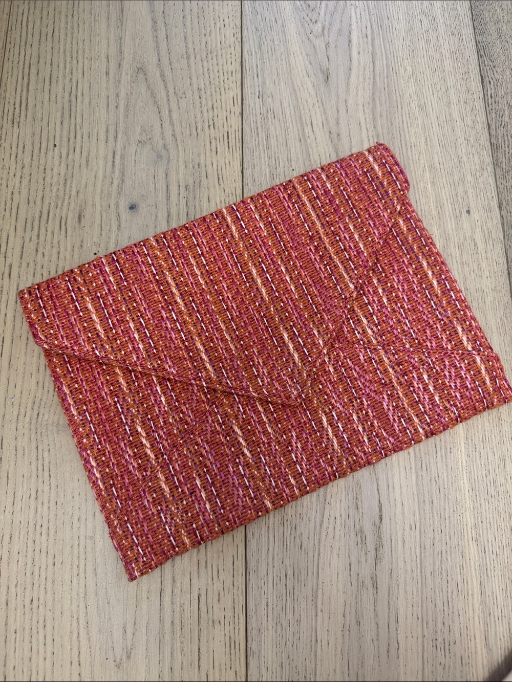 Banana Republic Orange-Pink Woven Envelope Clutch